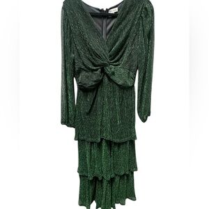 Mila Mae Ruffled Midi green Dress